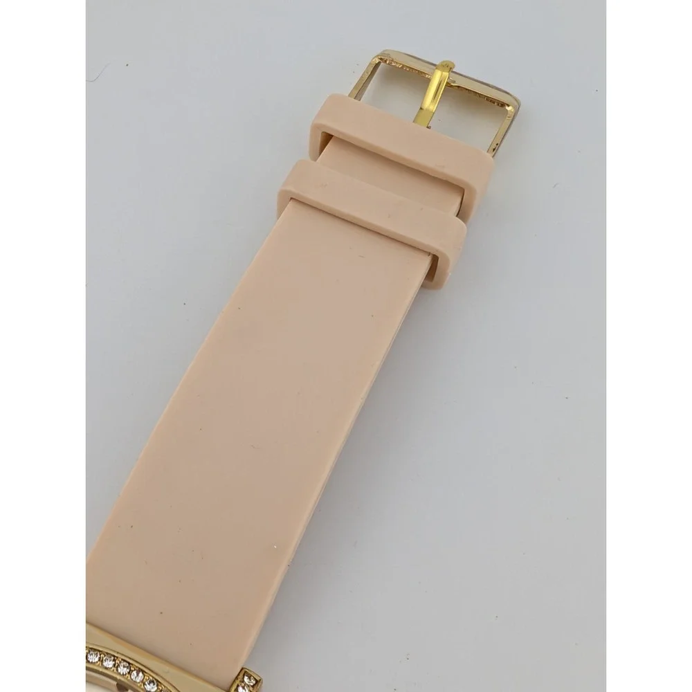 Simone Chic Watch Women 40mm Gold Case Nude Beige Silicone Band- New Battery